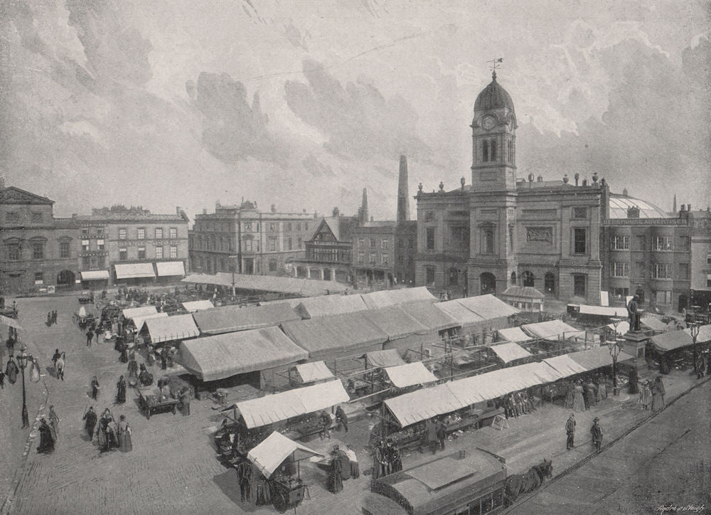 DERBY. Market Place. Derbyshire 1900 old antique vintage print picture